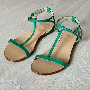 MaxMara Patent Leather T-Strap Flat Sandals - Made In Italy - Size 36.5